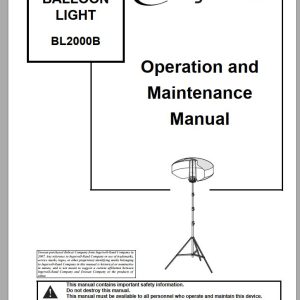 Ingersoll Rand Balloon Light BL2000B Diagrams Parts Manual Operation and Maintenance Manual 2012