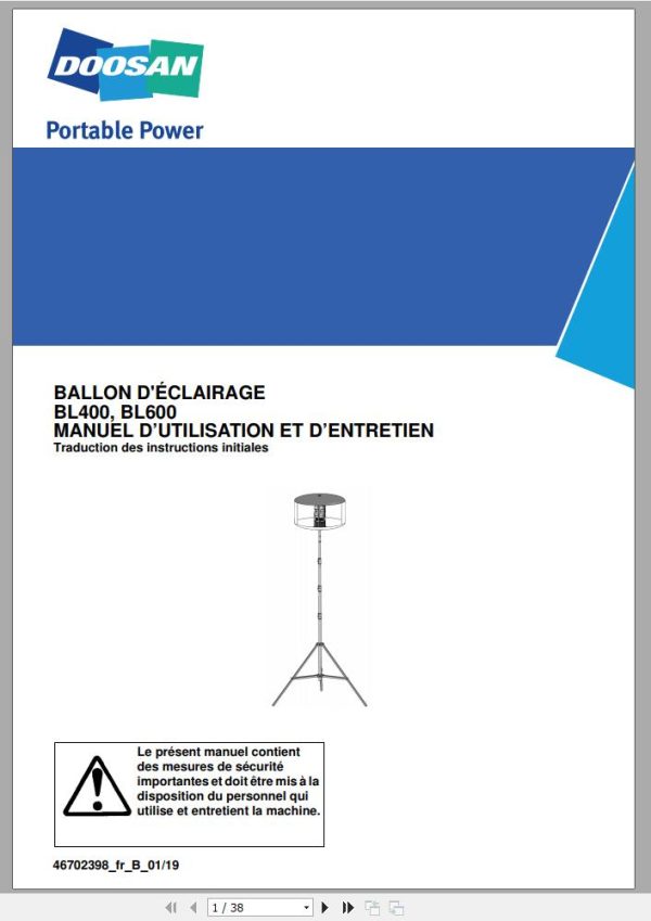 Ingersoll Rand Balloon Light BL600 Operation and Maintenance Manual 2019 EN NL FR DE ES IT 1