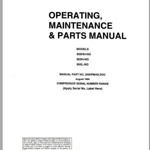 Ingersoll Rand Compressor Module 950L Parts Manual Operating and Maintenance Manual 2012