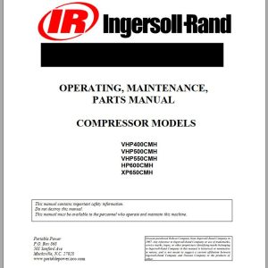 Ingersoll Rand Compressor Module HP600CMH Parts Manual Operating and Maintenance Manual 2012
