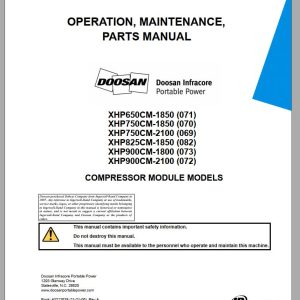 Ingersoll Rand Compressor Module XHP650CM Parts Manual Operating and Maintenance Manual 2012
