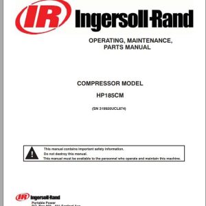 Ingersoll Rand Compressor Modules HP185CM Parts Manual Operation and Maintenance Manual 2013 1