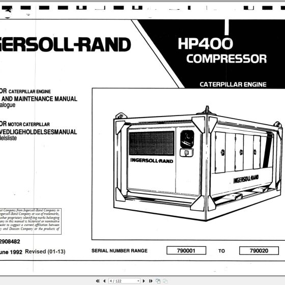 Ingersoll Rand Compressor Modules HP185CMH Part Manual, Operation and