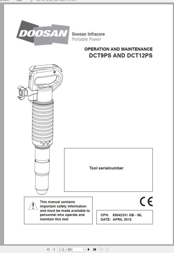Ingersoll Rand Construction Tool DCT12PS Operation and Maintenance Manual 2012