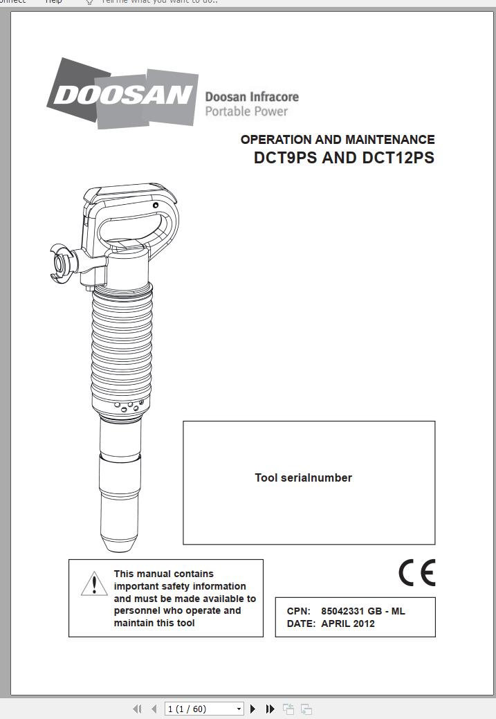 Ingersoll Rand Construction Tool DCT12PS Operation and Maintenance Manual 2012