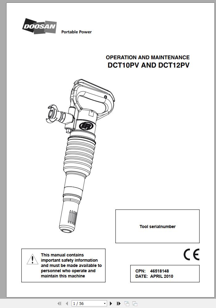 Ingersoll Rand Construction Tool DCT12PV Operation and Maintenance Manual 2012