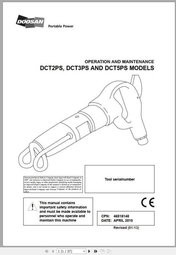 Ingersoll Rand Construction Tool DCT3PS Operation and Maintenance Manual 2013