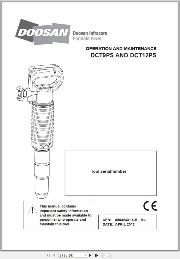 Ingersoll Rand Construction Tool DCT9PS Operation and Maintenance Manual 2012