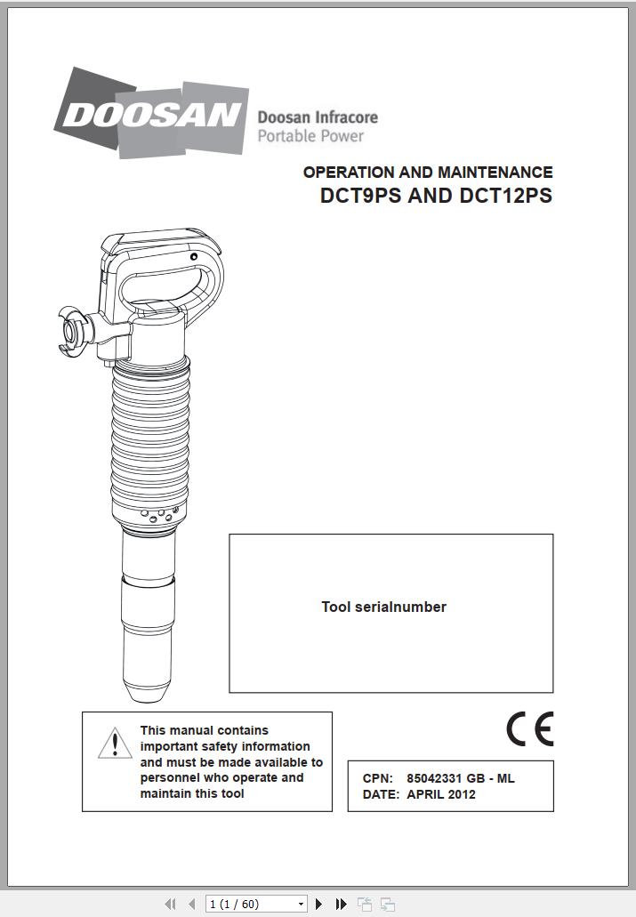 Ingersoll Rand Construction Tool DCT9PS Operation and Maintenance Manual 2012