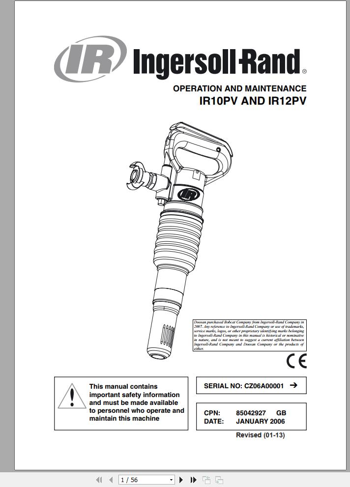 Ingersoll Rand Construction Tool IR12PV Operation and Maintenance Manual 2013