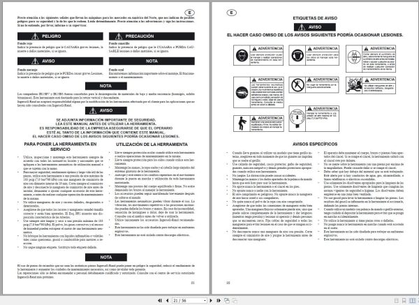 Ingersoll Rand Construction Tool IR15BV IR15BS Parts Manual Operation and Maintenance Manual 2013 1