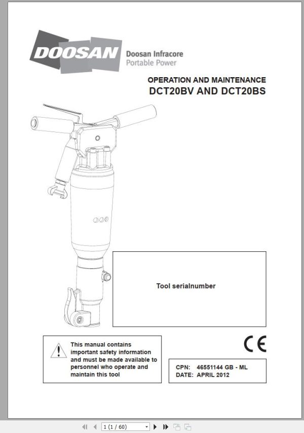 Ingersoll Rand Construction Tool IR20BV IR20BS Parts Manual Operation and Maintenance Manual 2013 1
