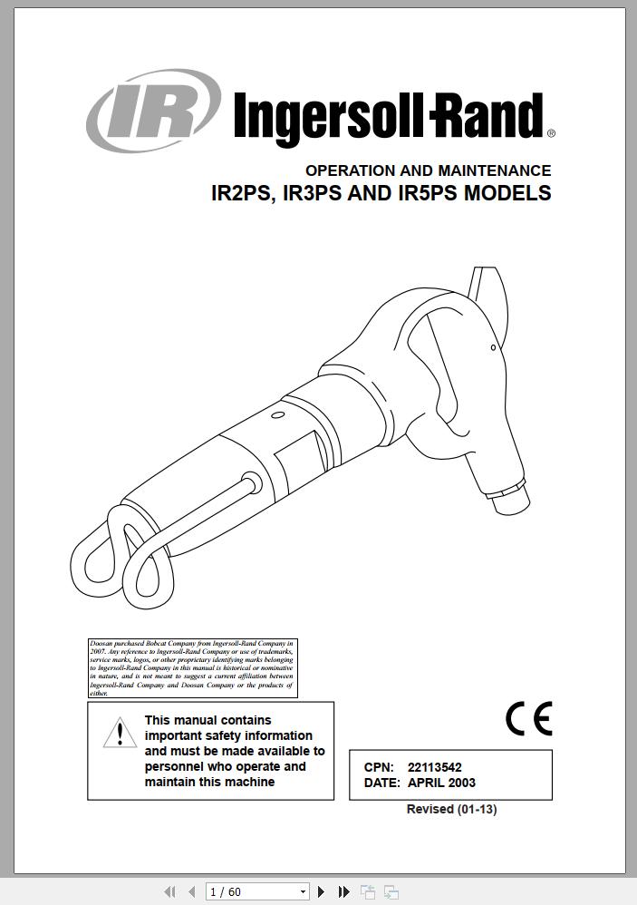Ingersoll Rand Construction Tool IR2PS Operation and Maintenance Manual 2013