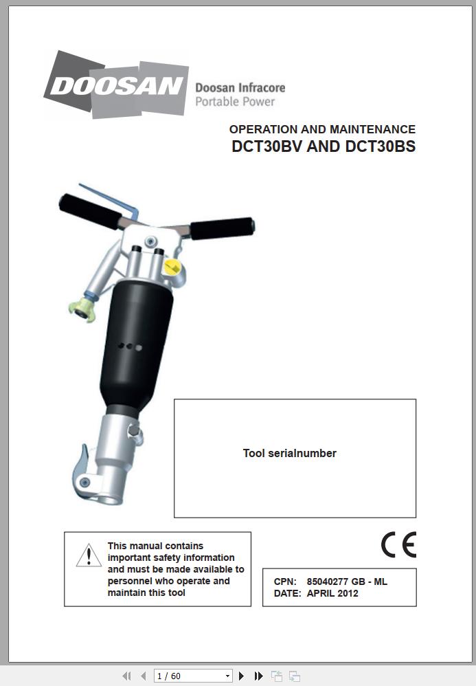 Ingersoll Rand Construction Tool IR30BV IR30BS Parts Manual Operation and Maintenance Manual 2013