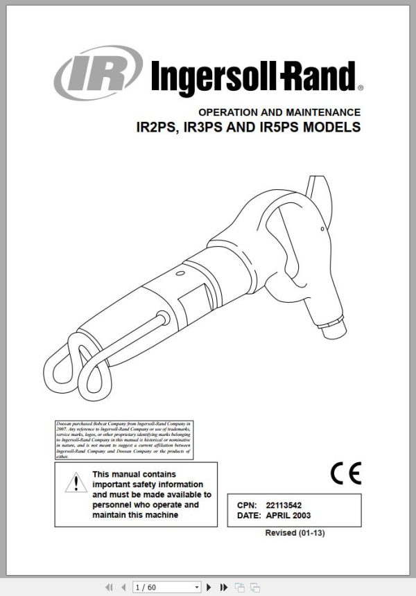 Ingersoll Rand Construction Tool IR3PS Operation and Maintenance Manual