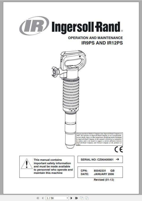 Ingersoll Rand Construction Tool IR9PS Operation and Maintenance Manual 2013