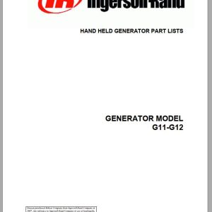 Ingersoll Rand Generator G11 Parts Manual 2013