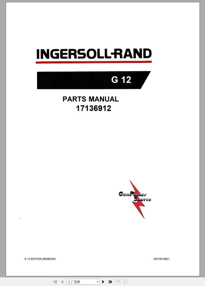Ingersoll Rand Generator G12 Parts Manual 2013 1