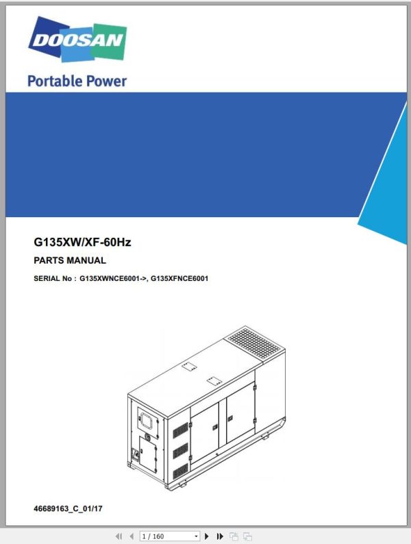 Ingersoll Rand Generator G135 Parts Manual 2017