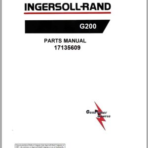 Ingersoll Rand Generator G200 Parts Manual 2018