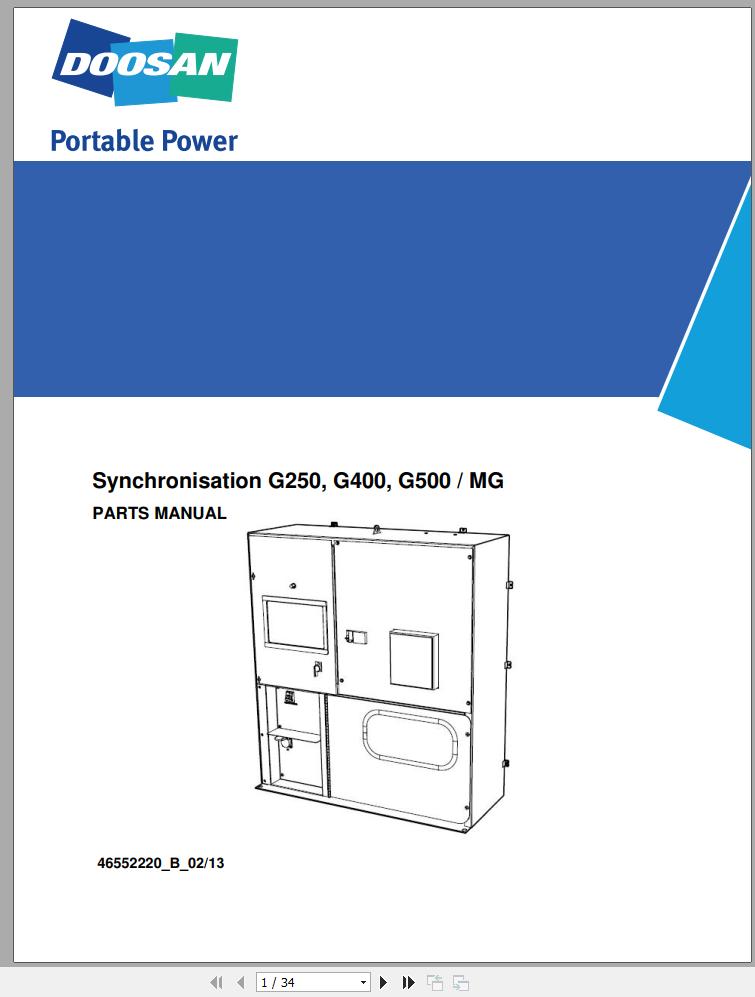 Ingersoll Rand Generator G250 Parts Manual 2013