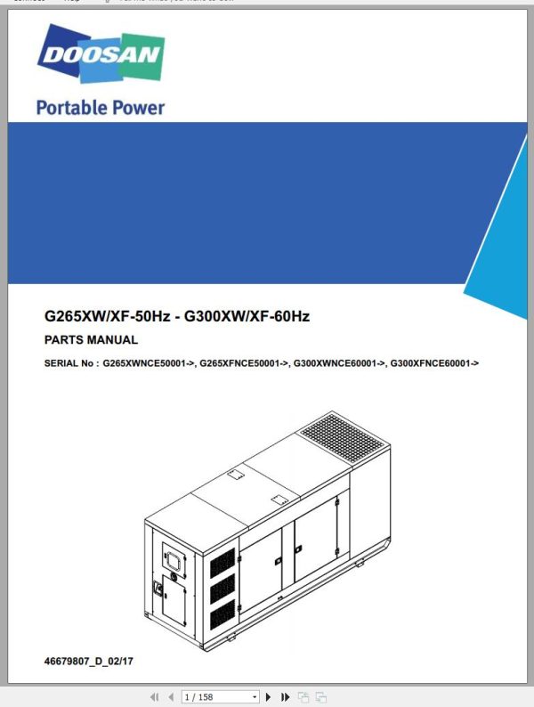 Ingersoll Rand Generator G265 Parts Manual 2017