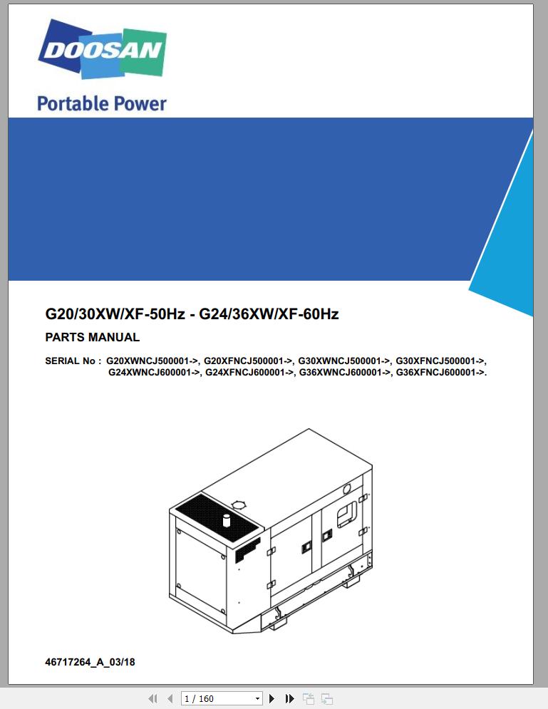 Ingersoll Rand Generator G30 Parts Manual 2018