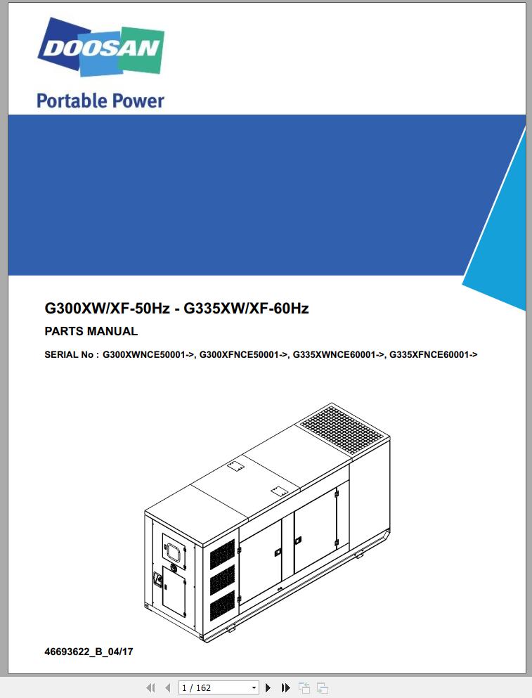 Ingersoll Rand Generator G300 Parts Manual 2017