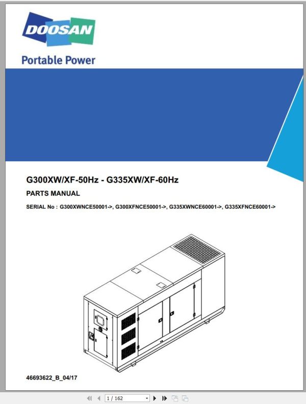 Ingersoll Rand Generator G335 Parts Manual 2017