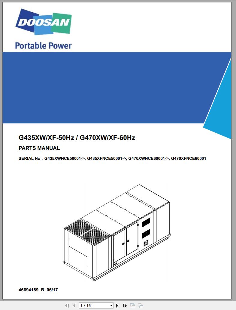 Ingersoll Rand Generator G435 Parts Manual 2017