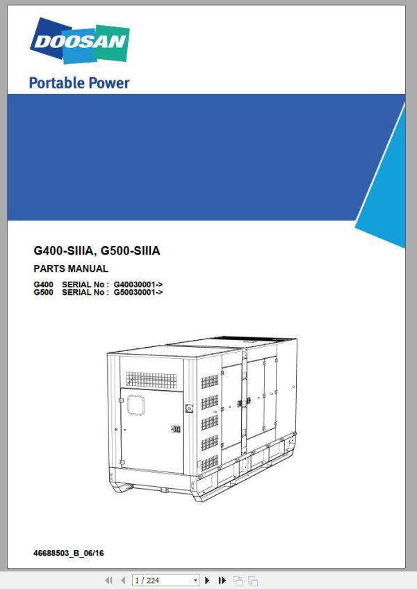 Ingersoll Rand Generator G500 Parts Manual 2017 1