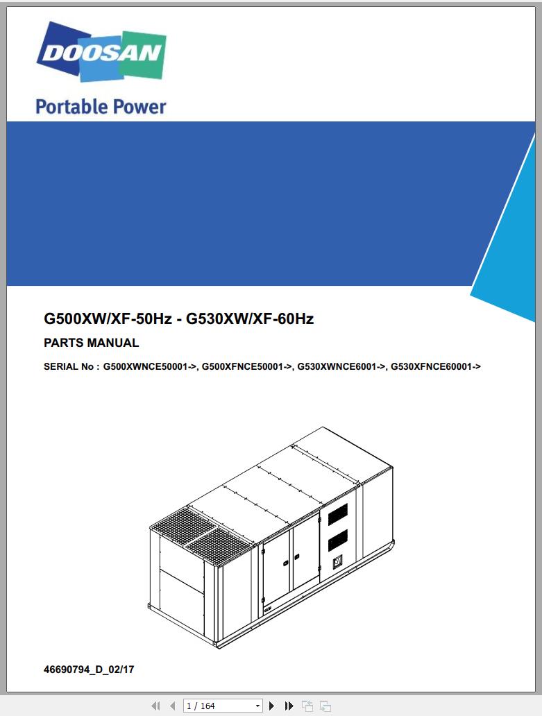 Ingersoll Rand Generator G530 Parts Manual 2017