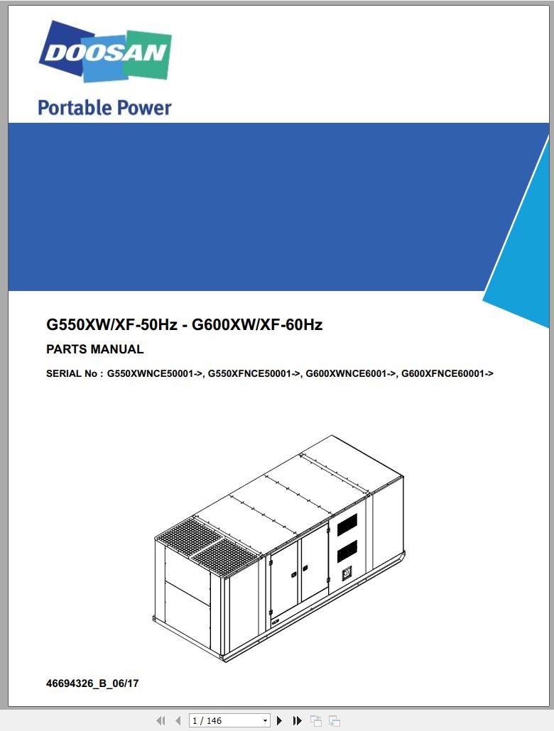 Ingersoll Rand Generator G600 Parts Manual 2017