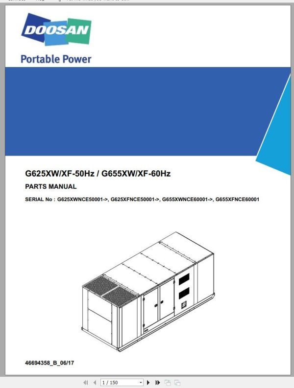 Ingersoll Rand Generator G625 Parts Manual 2017