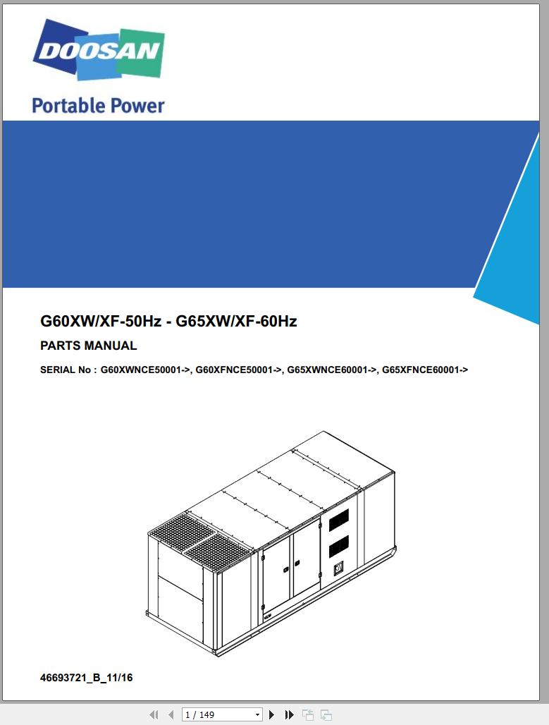 Ingersoll Rand Generator G65 Parts Manual 2016