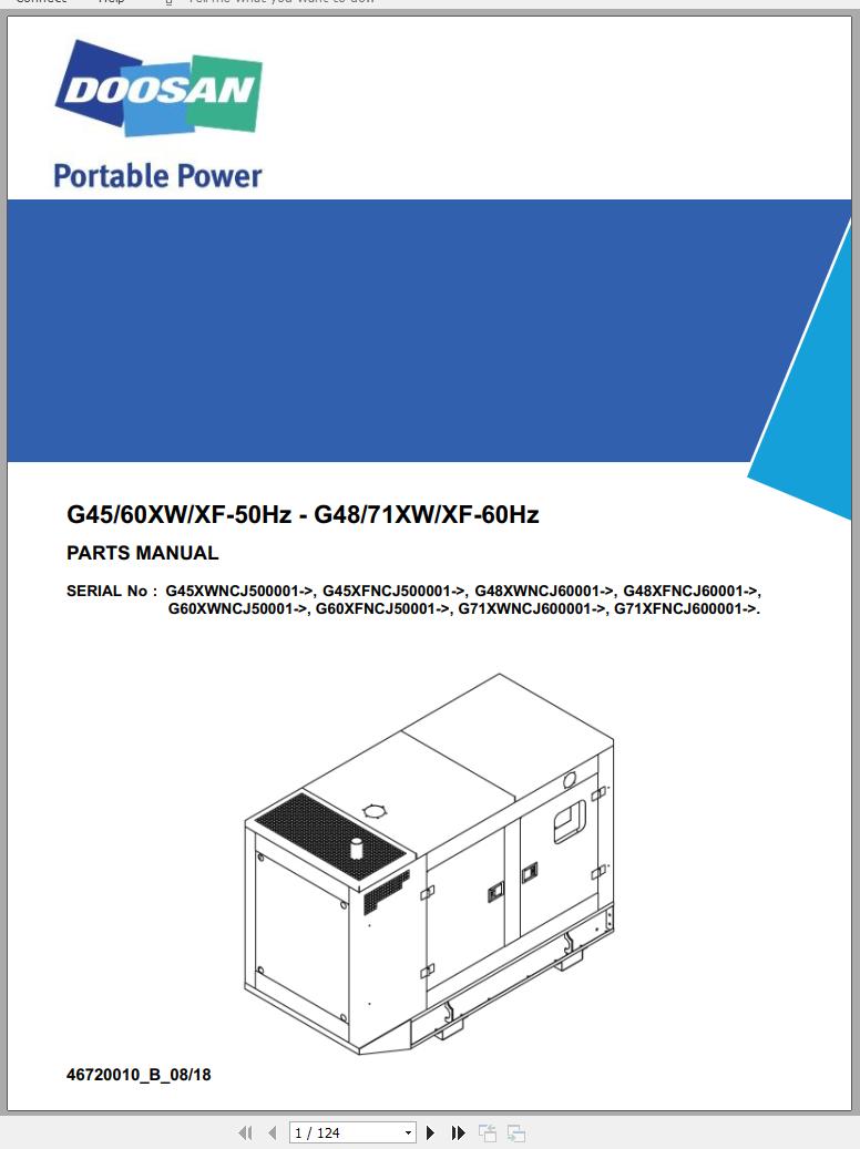 Ingersoll Rand Generator G71 Parts Manual 2018