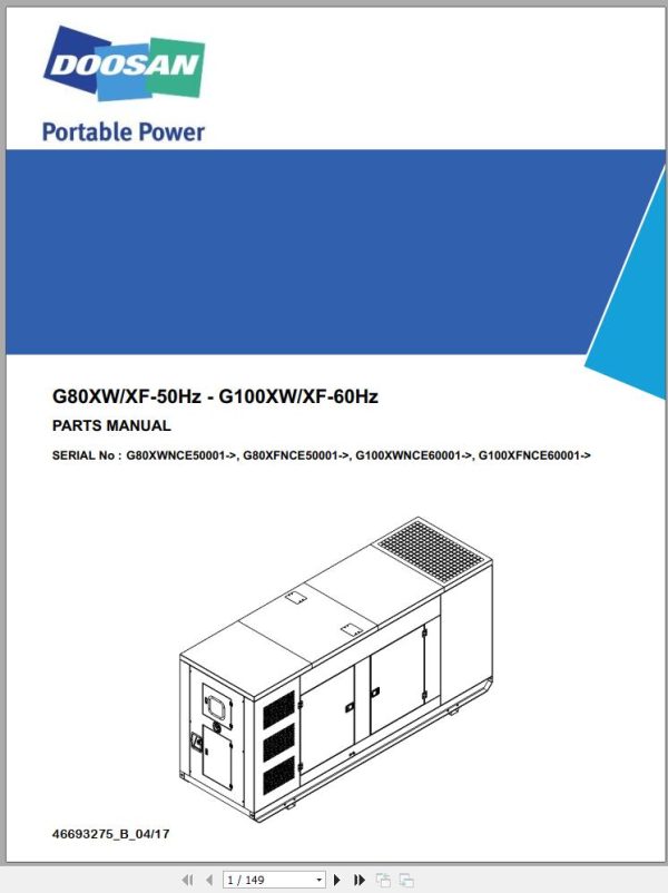 Ingersoll Rand Generator G80 Parts Manual 2017