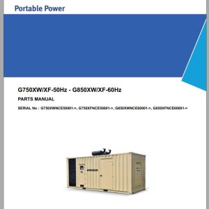 Ingersoll Rand Generator G850 Parts Manual 2016