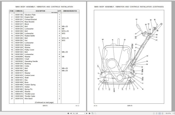 Ingersoll Rand Light Compaction BXR 70 Parts Manual Operating and Maintenance Manual 2013 1