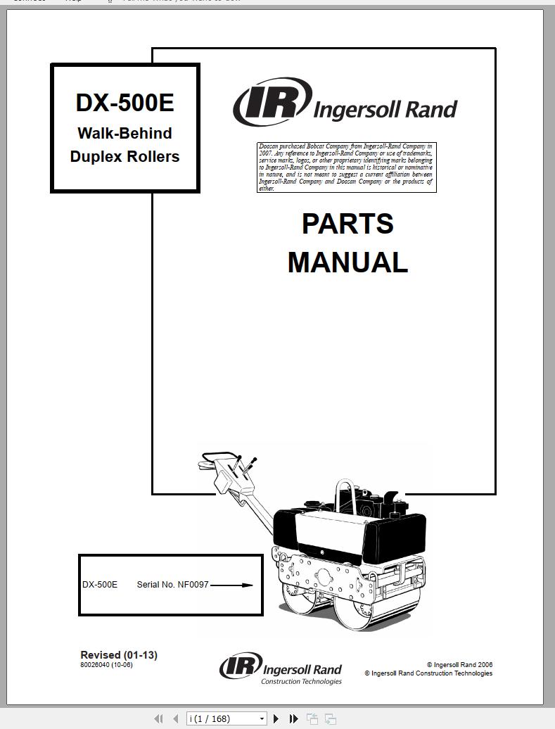 Ingersoll Rand Light Compaction DX 500E Parts Manual 2013