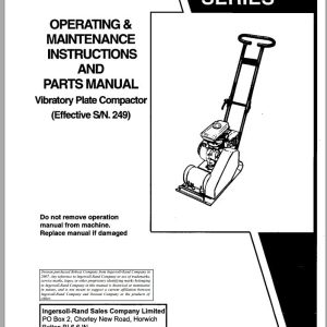 Ingersoll Rand Light Compaction HX30 Parts Manual Operating and Maintenance Manual 2013