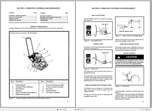 Ingersoll Rand Light Compaction HX35 Parts Manual Operating and Maintenance Manual 2012 1