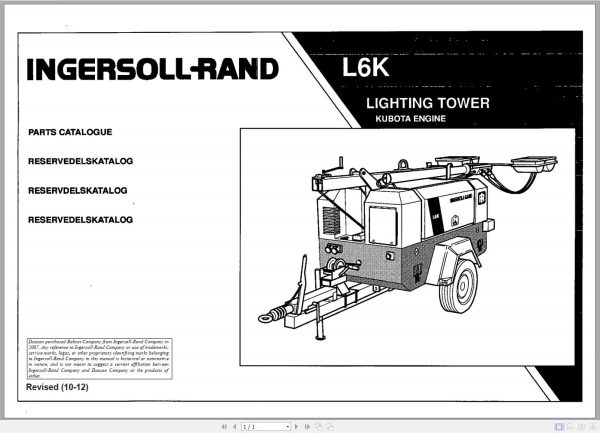 Ingersoll Rand Light Tower L6K Operation and Maintenance Manual 2012