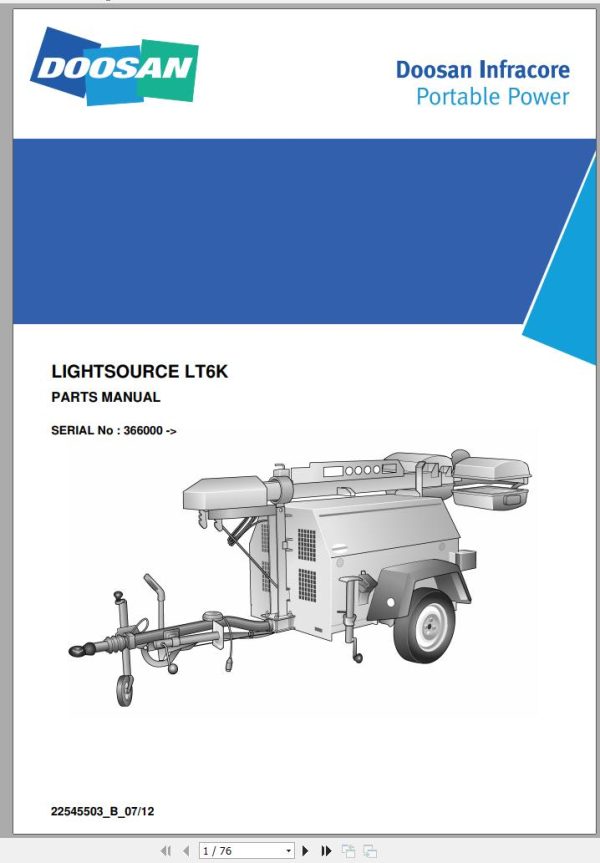 Ingersoll Rand Light Tower LT6K Parts Manual Operation and Maintenance Manual 2013 EN FR NL 1