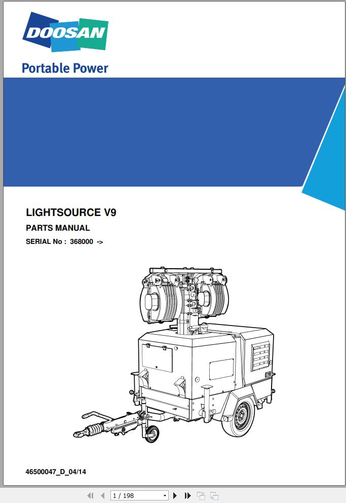 Ingersoll Rand Light Tower V9 Parts Manual 2014