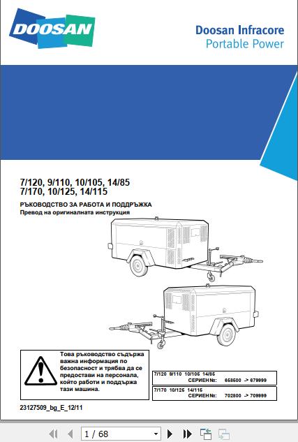 Ingersoll Rand Portable Compressor 10 105 Operation and Maintenance Manual 2012