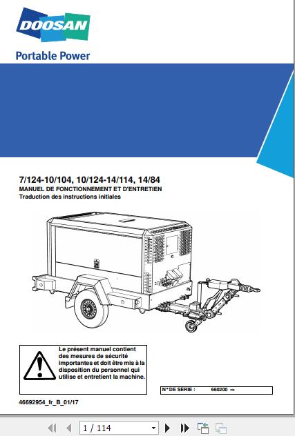 Ingersoll Rand Portable Compressor 10 124 Operation and Maintenance Manual 2019 1