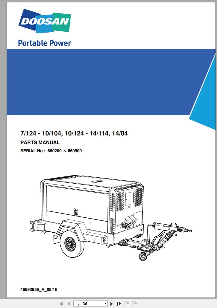 Ingersoll Rand Portable Compressor 10 124 Parts Manual 2018