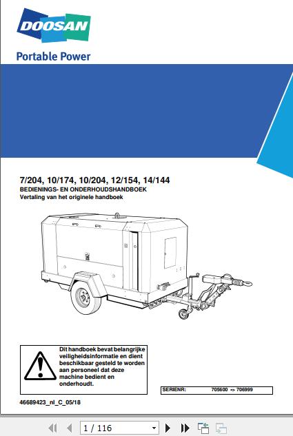 Ingersoll Rand Portable Compressor 10 174 Operation and Maintenance Manual2018 1