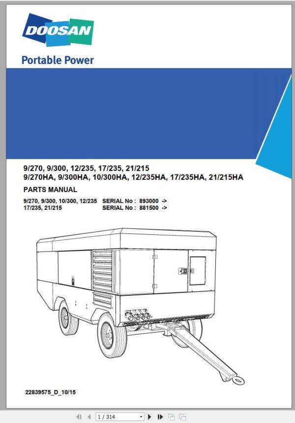 Ingersoll Rand Portable Compressor 10 300 Parts Manual 2018